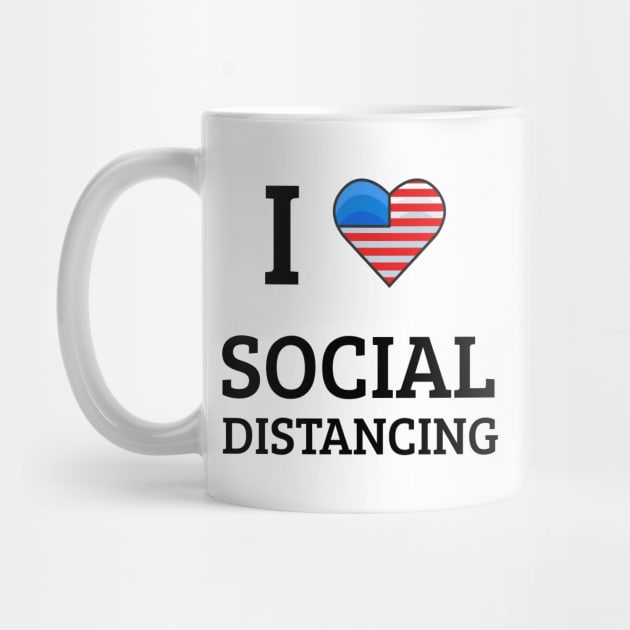 I Love Social Distancing American Heart Flag Tee Shirt, 4th of July T-shirt by ARTE